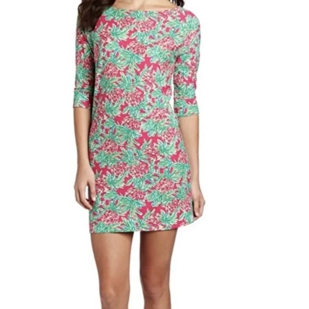 Lilly Pulitzer Women's Pink Green Pineapple Spike The Punch Cassie Dress Size S